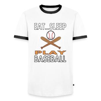 Jeux de baseball Joueur de baseball Cadeau de baseball - T-shirt contrasté Homme - blanc/noir - Devant - AI Model Female 172 light (172cm) & AI Model Male 178 dark (178cm)