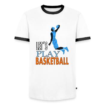 Jeux de basket-ball Basketball Player Idée cadeau - T-shirt contrasté Homme - blanc/noir - Devant - AI Model Female 172 light (172cm) & AI Model Male 178 dark (178cm)