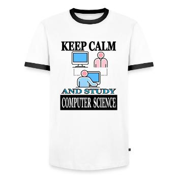 Informatik Student Computerlinguistik studieren - Männer Kontrast-T-Shirt - Weiß/Schwarz - Vorne - AI Model Female 172 light (172cm) & AI Model Male 178 dark (178cm)