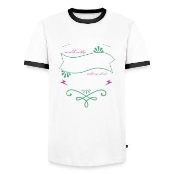 avogato rainbow cat present bow tie statement - T-shirt contrasté Homme - blanc/noir - Devant - AI Model Female 172 light (172cm) & AI Model Male 178 dark (178cm)