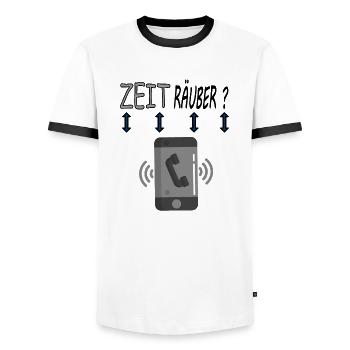 Mit Handy telefonieren Smartphone Telefon Geschenk - Männer Kontrast-T-Shirt - Weiß/Schwarz - Vorne - AI Model Female 172 light (172cm) & AI Model Male 178 dark (178cm)