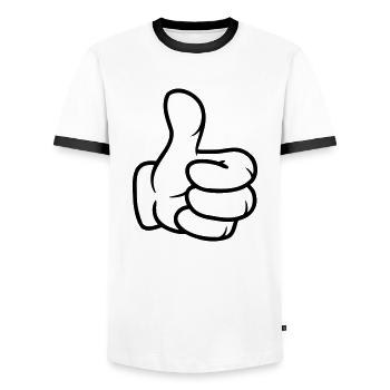 Daumen hoch Comic Hand - Männer Kontrast-T-Shirt - Weiß/Schwarz - Vorne - AI Model Female 172 light (172cm) & AI Model Male 178 dark (178cm)