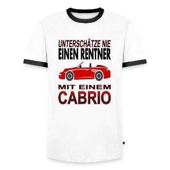 Rentner mit Cabrio Cabriolet-Fahrer Geschenkidee - Männer Kontrast-T-Shirt - Weiß/Schwarz - Vorne - AI Model Female 172 light (172cm) & AI Model Male 178 dark (178cm)