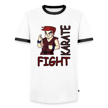 Karatekämpfer Karate trainieren Karate Training - Männer Kontrast-T-Shirt - Weiß/Schwarz - Vorne - AI Model Female 172 light (172cm) & AI Model Male 178 dark (178cm)