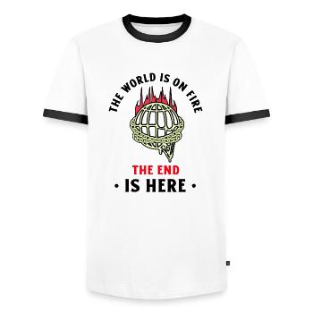 sauver la planète sauver la terre sauver le climat mondial - T-shirt contrasté Homme - blanc/noir - Devant - AI Model Female 172 light (172cm) & AI Model Male 178 dark (178cm)