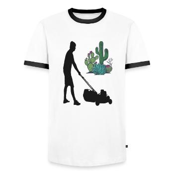 Gardener Nursery Jardinage Tondeuse à gazon Cadeau - T-shirt contrasté Homme - blanc/noir - Devant - AI Model Female 172 light (172cm) & AI Model Male 178 dark (178cm)
