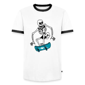 Skateboard fahren Skater longboard Geschenkidee - Männer Kontrast-T-Shirt - Weiß/Schwarz - Vorne - AI Model Female 172 light (172cm) & AI Model Male 178 dark (178cm)