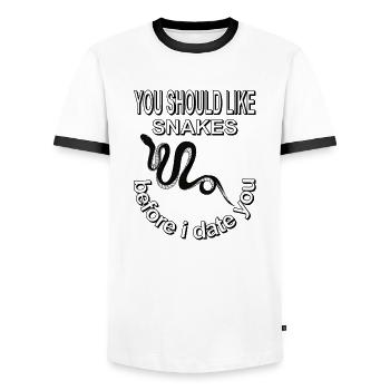 idée cadeau serpent venimeux boa serpent à sonnette - T-shirt contrasté Homme - blanc/noir - Devant - AI Model Female 172 light (172cm) & AI Model Male 178 dark (178cm)