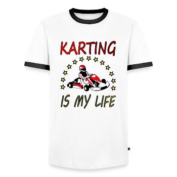 Karting Kart driving Karting Racing Driver Gift - Men's Ringer Shirt - white/black - Front - AI Model Female 172 light (172cm) & AI Model Male 178 dark (178cm)