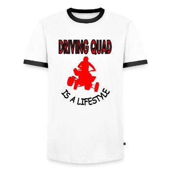 quad ride quad rider stunt gift - Men's Ringer Shirt - white/black - Front - AI Model Female 172 light (172cm) & AI Model Male 178 dark (178cm)