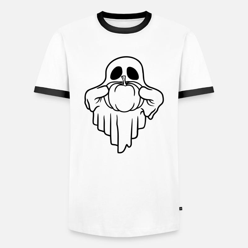 Halloween Pumpkin Ghost Comic - Men's Ringer Shirt - white/black