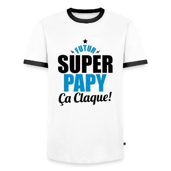 futur super papy ça claque - T-shirt contrasté Homme - blanc/noir - Devant - AI Model Female 172 light (172cm) & AI Model Male 178 dark (178cm)