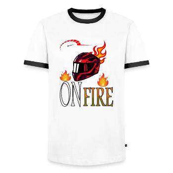 Motorcycling Motorcycle Helmet Cascade Stunt Gift - Men's Ringer Shirt - white/black - Front - AI Model Female 172 light (172cm) & AI Model Male 178 dark (178cm)