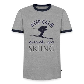 Ski fahren Skigebiet Skiurlaub Skibrille Geschenk - Männer Kontrast-T-Shirt - Grau/Navy  - Vorne - AI Model Female 172 light (172cm) & AI Model Male 178 light (178cm)