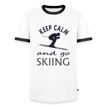 Ski Domaine skiable Vacances au ski Lunettes de ski Cadeau - T-shirt contrasté Homme - blanc/noir - Devant - AI Model Female 172 light (172cm) & AI Model Male 178 dark (178cm)