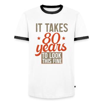 It takes 80 years retro birthday gift - T-shirt contrasté Homme - blanc/noir - Devant - AI Model Female 172 light (172cm) & AI Model Male 178 dark (178cm)