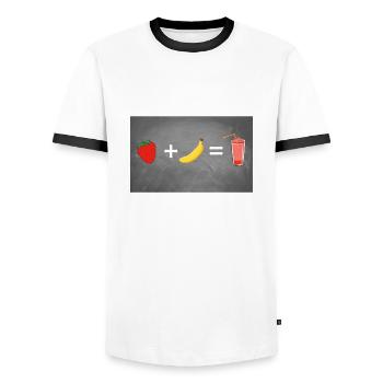 Des fruits au ventre - T-shirt contrasté Homme - blanc/noir - Devant - AI Model Female 172 light (172cm) & AI Model Male 178 dark (178cm)