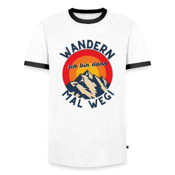 Wandern ich bin dann mal weg! - Outdoor Berge Alm - Männer Kontrast-T-Shirt - Weiß/Schwarz - Vorne - AI Model Female 172 light (172cm) & AI Model Male 178 dark (178cm)