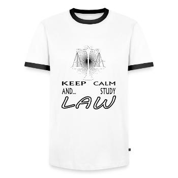 Étude de droit Étudiant en droit Avocat Idée cadeau - T-shirt contrasté Homme - blanc/noir - Devant - AI Model Female 172 light (172cm) & AI Model Male 178 dark (178cm)