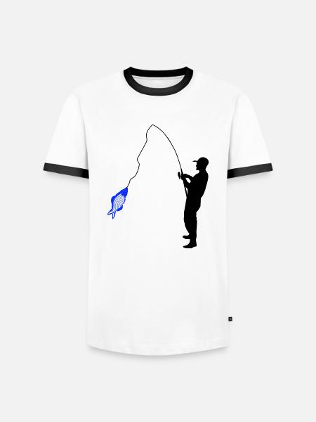 Angler - Männer Kontrast-T-Shirt - Weiß/Schwarz