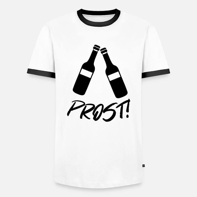 Bier Prost - Männer Kontrast-T-Shirt - Weiß/Schwarz