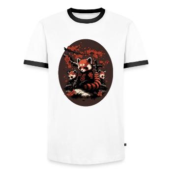 Roter Panda 3 - Männer Kontrast-T-Shirt - Weiß/Schwarz - Vorne - AI Model Female 172 light (172cm) & AI Model Male 178 dark (178cm)