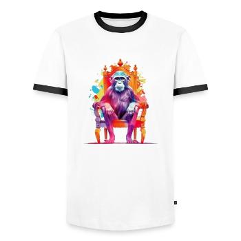 Monkey King - Singe sur le trône - Jeux de couleurs - T-shirt contrasté Homme - blanc/noir - Devant - AI Model Female 172 light (172cm) & AI Model Male 178 dark (178cm)