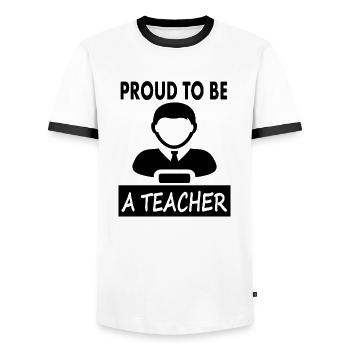 Je suis fier enseignant enseignant cadeau de l’école - T-shirt contrasté Homme - blanc/noir - Devant - AI Model Female 172 light (172cm) & AI Model Male 178 dark (178cm)