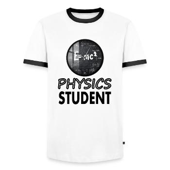 Physics Student Physics Student Physics Student - Men's Ringer Shirt - white/black - Front - AI Model Female 172 light (172cm) & AI Model Male 178 dark (178cm)