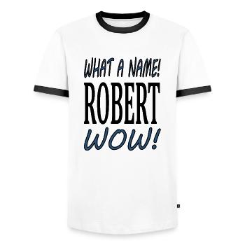 Ich heiße Robert ich bin Robert Geschenkidee - Männer Kontrast-T-Shirt - Weiß/Schwarz - Vorne - AI Model Female 172 light (172cm) & AI Model Male 178 dark (178cm)