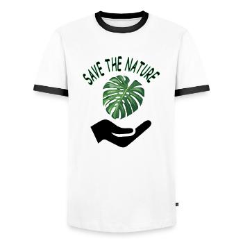 Nature Conservation Nature Lovers Nature Climate Gift - Men's Ringer Shirt - white/black - Front - AI Model Female 172 light (172cm) & AI Model Male 178 dark (178cm)