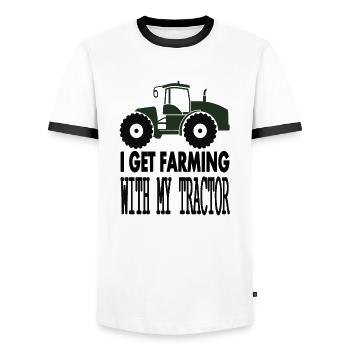 Tractor Driving Tractor Driver Farmer Gift Idea - Men's Ringer Shirt - white/black - Front - AI Model Female 172 light (172cm) & AI Model Male 178 dark (178cm)