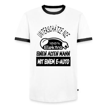 E-Auto Elekro-auto fahren E-Auto Fahrer Geschenk - Männer Kontrast-T-Shirt - Weiß/Schwarz - Vorne - AI Model Female 172 light (172cm) & AI Model Male 178 dark (178cm)