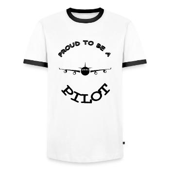 Ich bin Pilot Flugzeug fliegen Geschenkidee - Männer Kontrast-T-Shirt - Weiß/Schwarz - Vorne - AI Model Female 172 light (172cm) & AI Model Male 178 dark (178cm)