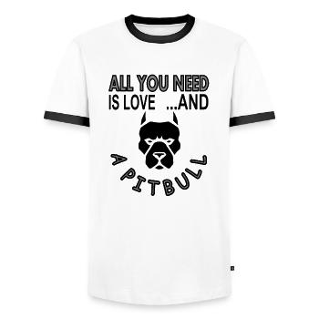 Dog Pitbul Dog Sayings Dog Trainer Gift Idea - Men's Ringer Shirt - white/black - Front - AI Model Female 172 light (172cm) & AI Model Male 178 dark (178cm)