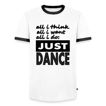 I like to dance dancer dancer saying gift idea - Men's Ringer Shirt - white/black - Front - AI Model Female 172 light (172cm) & AI Model Male 178 dark (178cm)