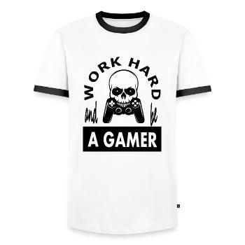 Gamer Game PC-Spiel Computerspiel Geschenk - Männer Kontrast-T-Shirt - Weiß/Schwarz - Vorne - AI Model Female 172 light (172cm) & AI Model Male 178 dark (178cm)