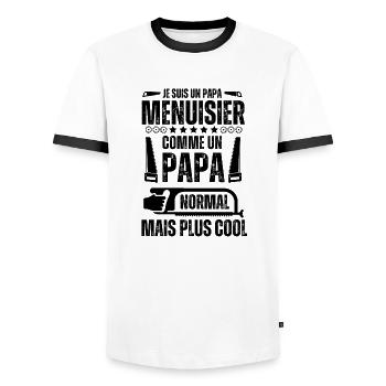 Cool papa Menuisier 1 - T-shirt contrasté Homme - blanc/noir - Devant - AI Model Female 172 light (172cm) & AI Model Male 178 dark (178cm)