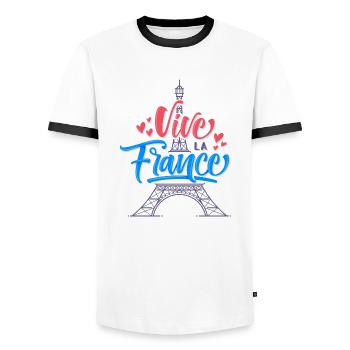 Vive La France - T-shirt contrasté Homme - blanc/noir - Devant - AI Model Female 172 light (172cm) & AI Model Male 178 dark (178cm)