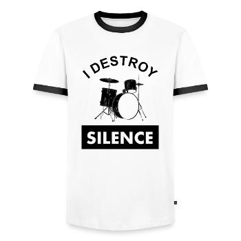Drums Play Drums Musical Instrument Gift - T-shirt contrasté Homme - blanc/noir - Devant - AI Model Female 172 light (172cm) & AI Model Male 178 dark (178cm)