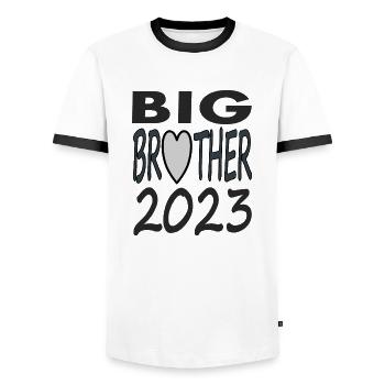 Idée cadeau Big Brother 2023 Little Brother - T-shirt contrasté Homme - blanc/noir - Devant - AI Model Female 172 light (172cm) & AI Model Male 178 dark (178cm)
