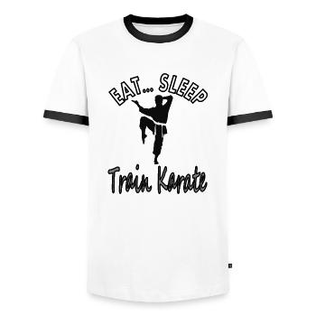 Karate martial arts I love karate gift idea - Men's Ringer Shirt - white/black - Front - AI Model Female 172 light (172cm) & AI Model Male 178 dark (178cm)