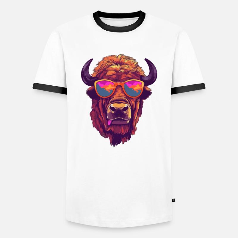 Boli der Bison - Männer Kontrast-T-Shirt - Weiß/Schwarz
