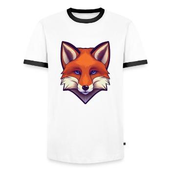 Forest Whisper: The Cunning Fox - Men's Ringer Shirt - white/black - Front - AI Model Female 172 light (172cm) & AI Model Male 178 dark (178cm)