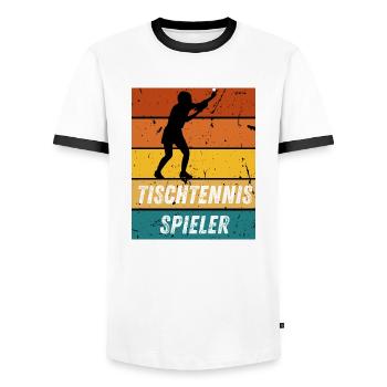 Tischtennisspieler - Männer Kontrast-T-Shirt - Weiß/Schwarz - Vorne - AI Model Female 172 light (172cm) & AI Model Male 178 dark (178cm)