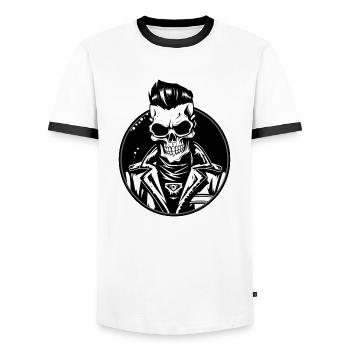 Rider - Men's Ringer Shirt - white/black - Front - AI Model Female 172 light (172cm) & AI Model Male 178 dark (178cm)