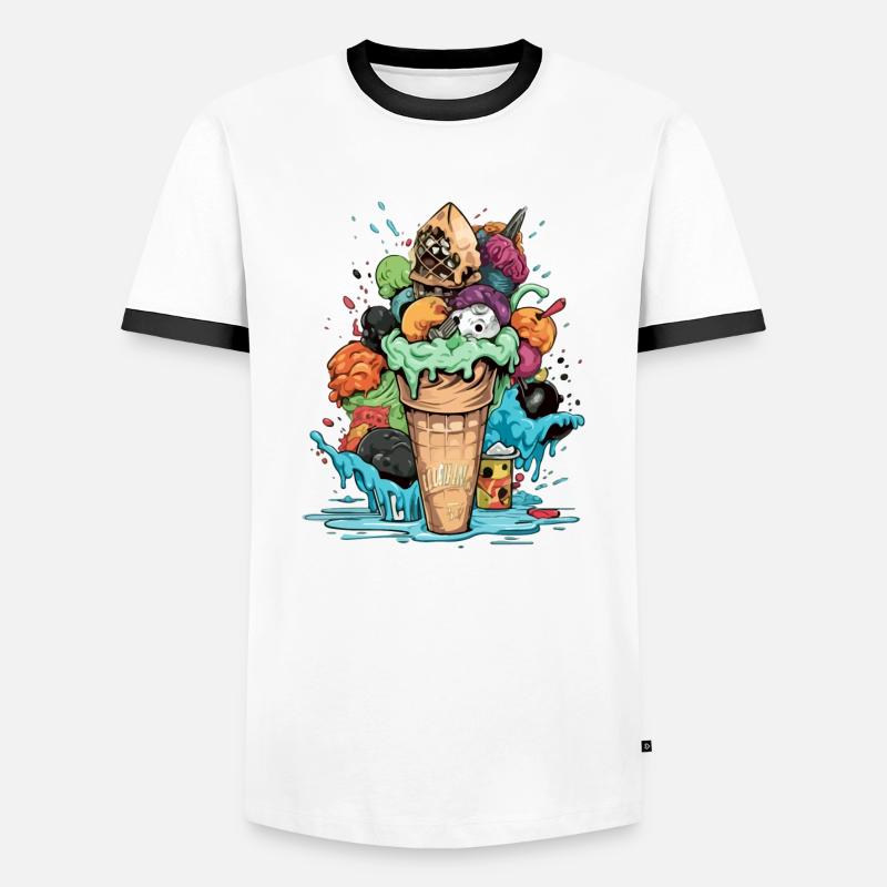 Leckere Eiswaffel - Männer Kontrast-T-Shirt - Weiß/Schwarz
