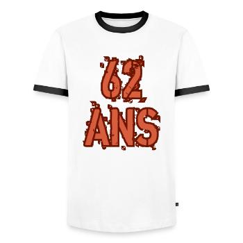 62 ANS - T-shirt contrasté Homme - blanc/noir - Devant - AI Model Female 172 light (172cm) & AI Model Male 178 dark (178cm)