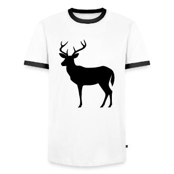 Deer - Men's Ringer Shirt - white/black - Front - AI Model Female 172 light (172cm) & AI Model Male 178 dark (178cm)