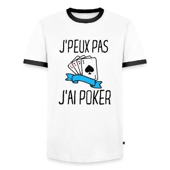 Poker jeu de cartes - T-shirt contrasté Homme - blanc/noir - Devant - AI Model Female 172 light (172cm) & AI Model Male 178 dark (178cm)